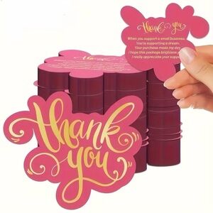 Pink Matte Double-Sided Thank You Cards 50 pieces NIP
